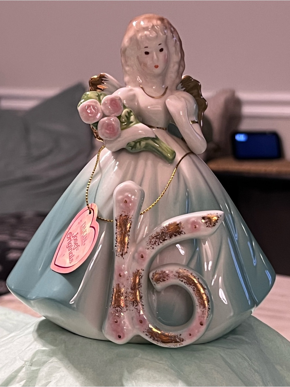 Josef Originals Dakin Sweet 16 Birthday Angel Figurine Roses Original Tag